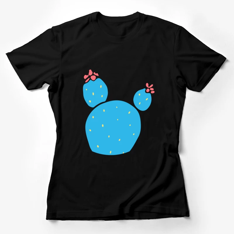 Cactus bleu avec fleurs rouges Femme T-Shirt