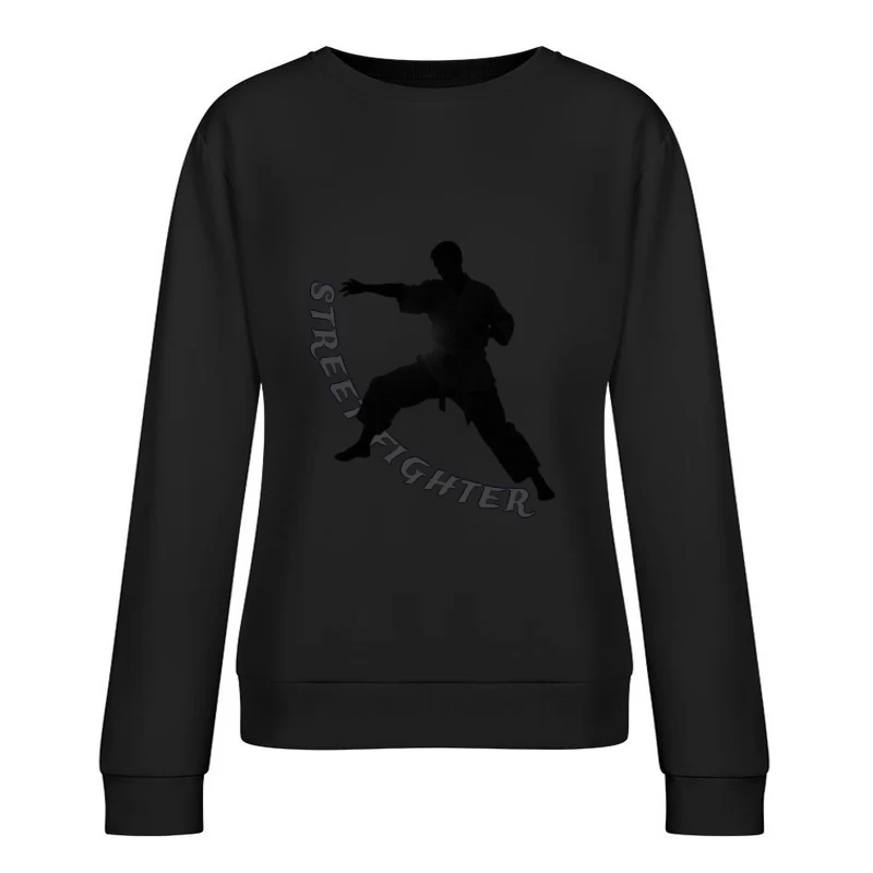 Dynamic Street Fighter Martial Arts Silhouette Female Pullover Sweatshirt