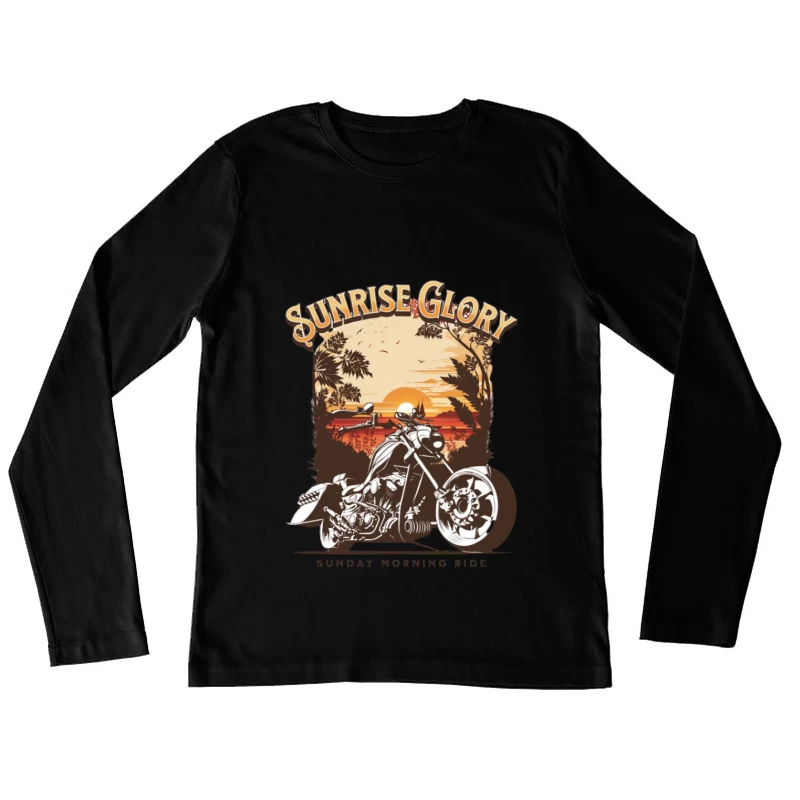 Balade en moto au lever du soleil Femme Manches Longues T-Shirt