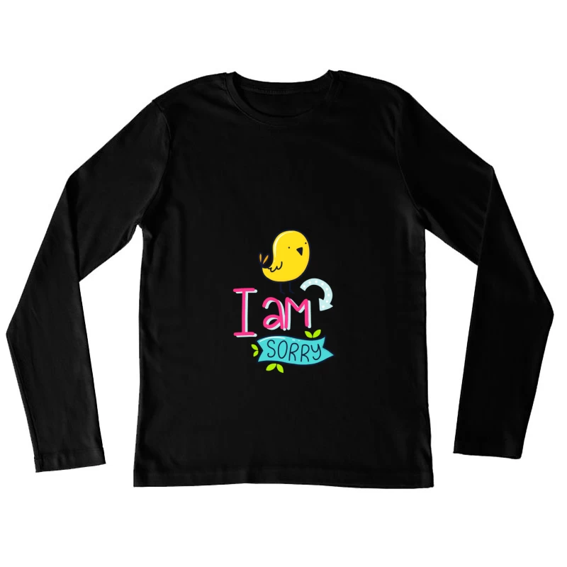 Dessin mignon avec oiseau et message d'excuse Femme Manches Longues T-Shirt
