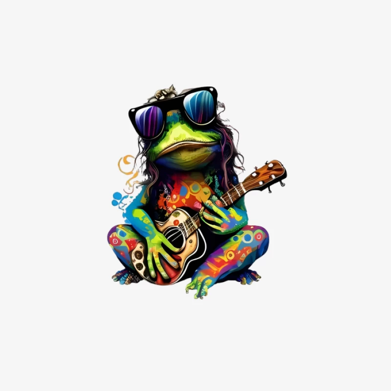 Bunter Frosch mit Gitarre Damen Pullover Sweatshirt