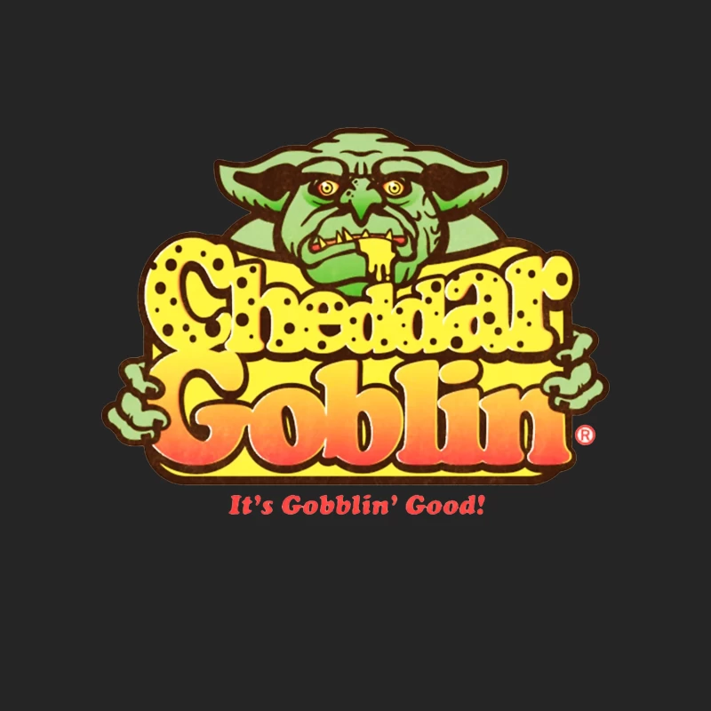 Retro Goblin Character Food Logo with Yellow Typography Male Pullover Sweatshirt