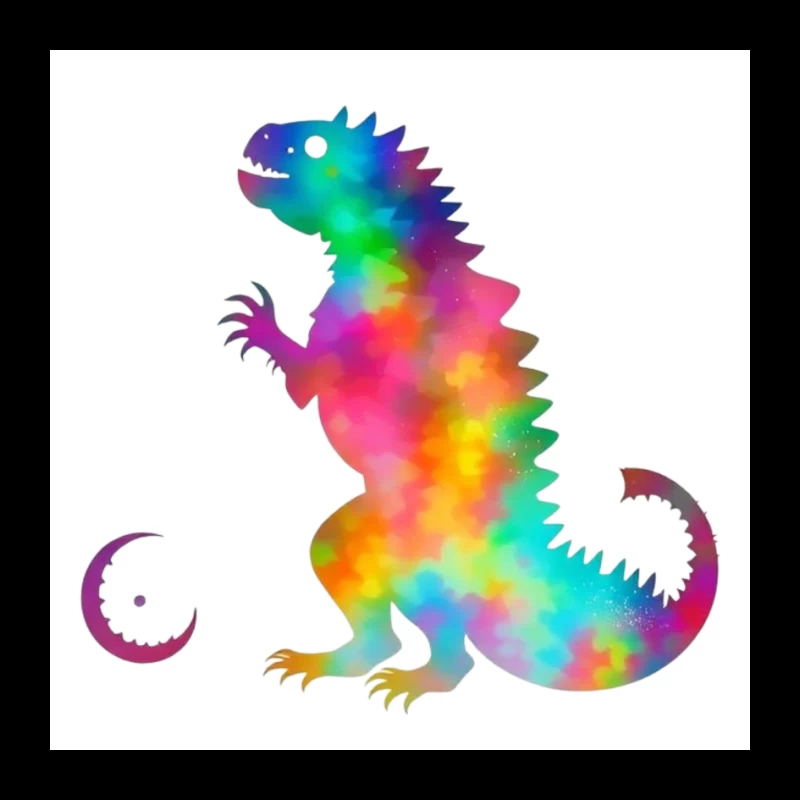 Rainbow Watercolor T-Rex Silhouette Pin