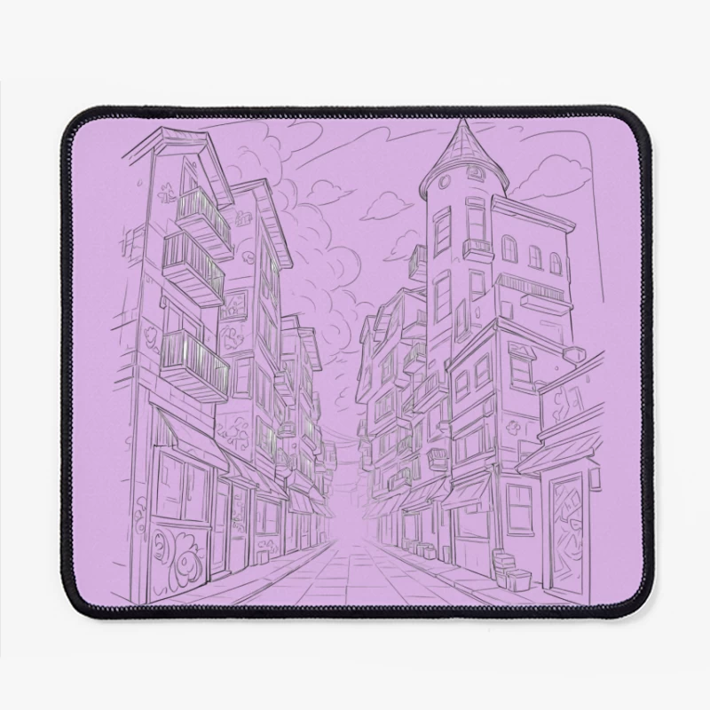City Street Illustration Mouse Pad