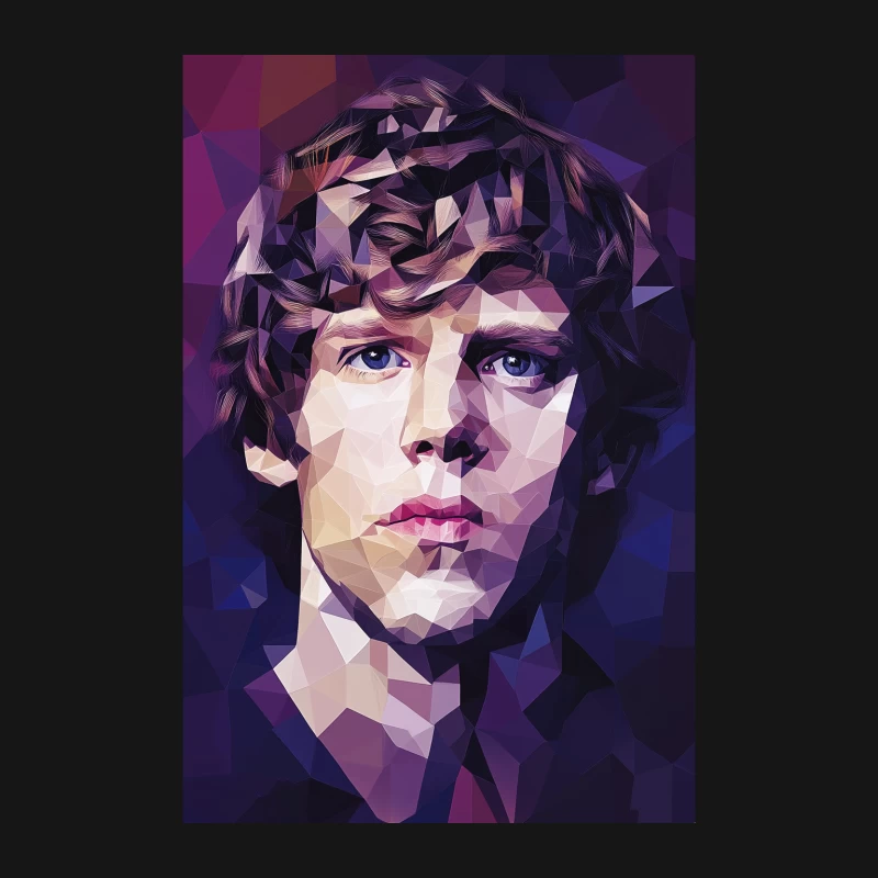 Geometric Abstract Portrait in Purple Tones Male Long Sleeve T-Shirt