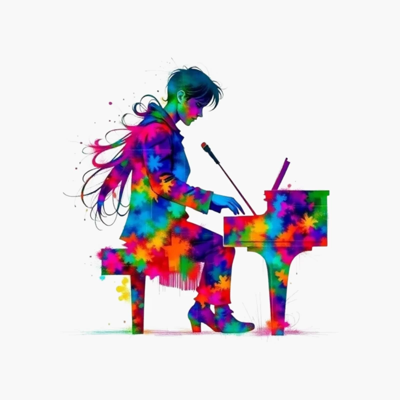 Colorful Piano Performance Cotton Tote Bag