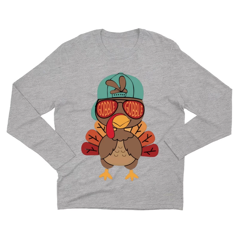 Cooler Truthahn mit Sonnenbrille und Mütze Herren Langarm T-Shirt