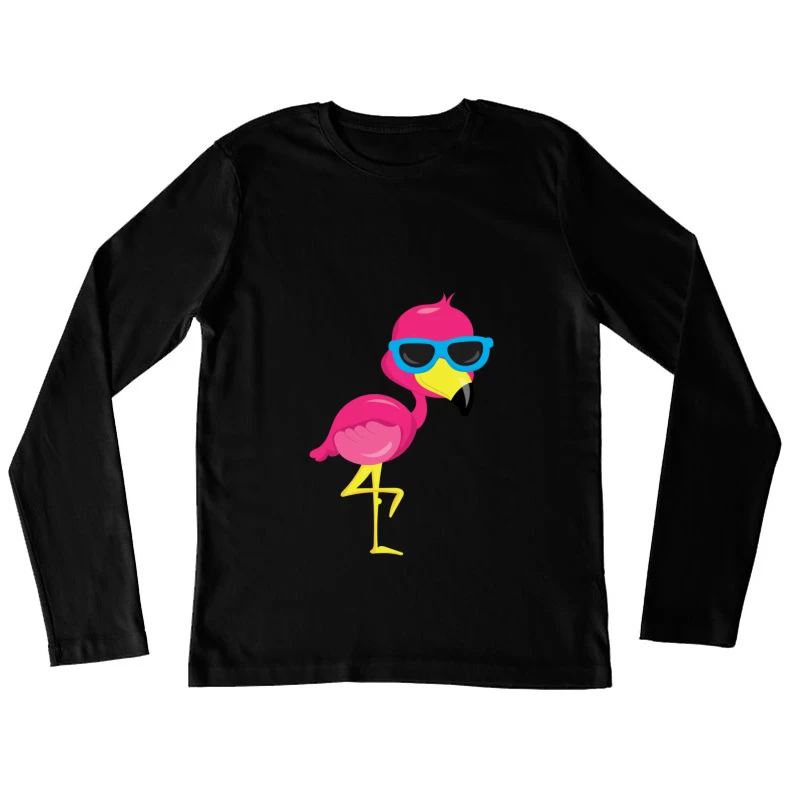 Flamant rose cool avec lunettes de soleil Femme Manches Longues T-Shirt