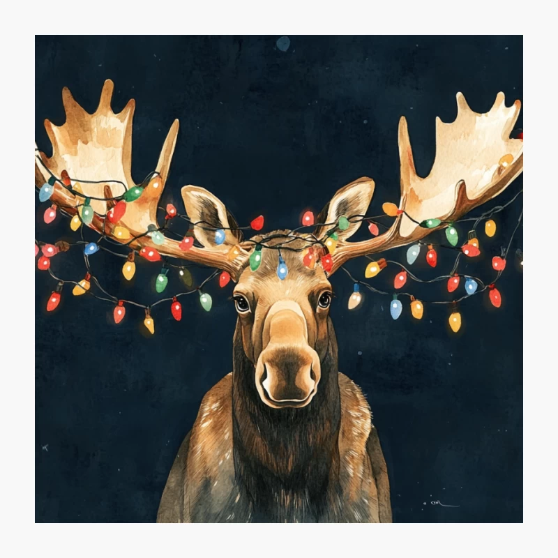Festive Holiday Moose with Christmas Lights Pin