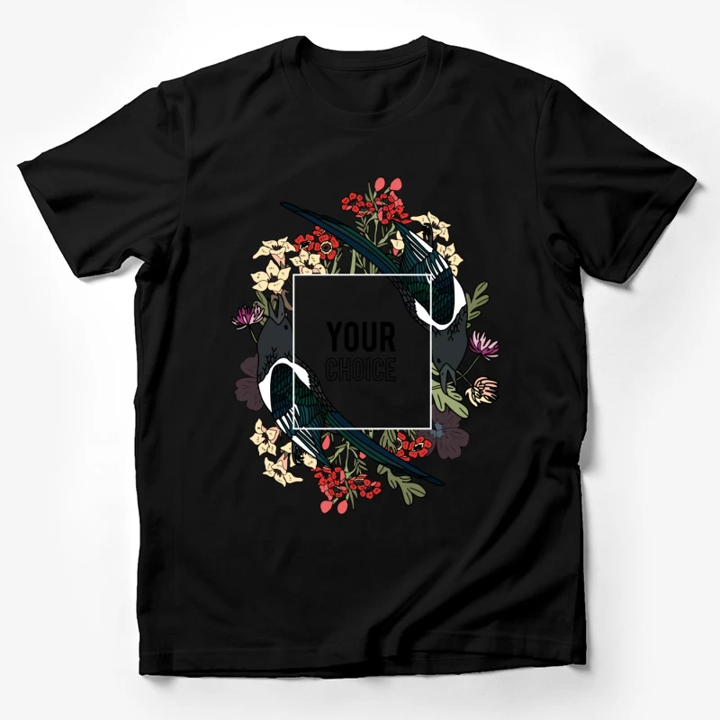 Cadre floral avec oiseaux Homme T-Shirt