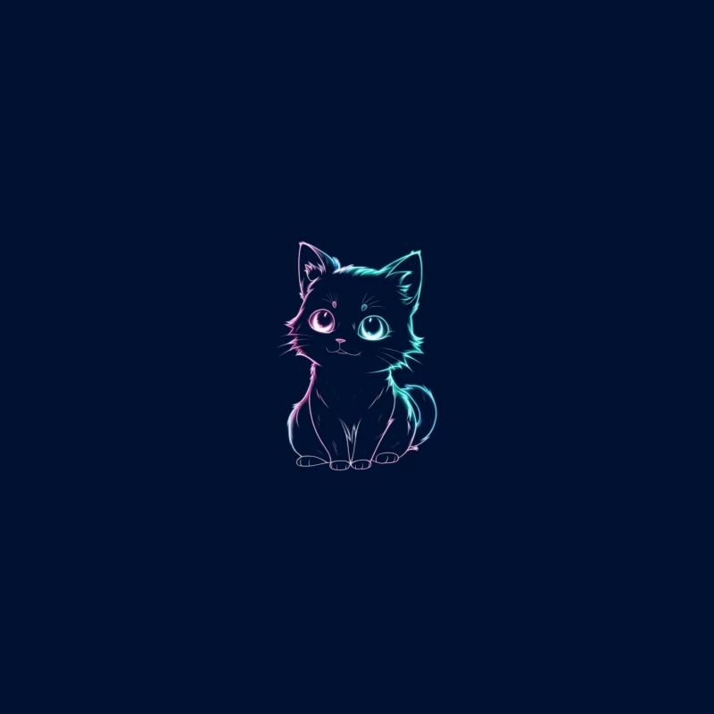 Neon Glow Cute Cat Illustration Coffee Mug