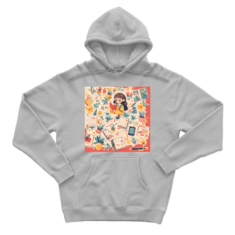 Cozy Reading Corner: A Whimsical Study Illustration Male Pullover Hoodie