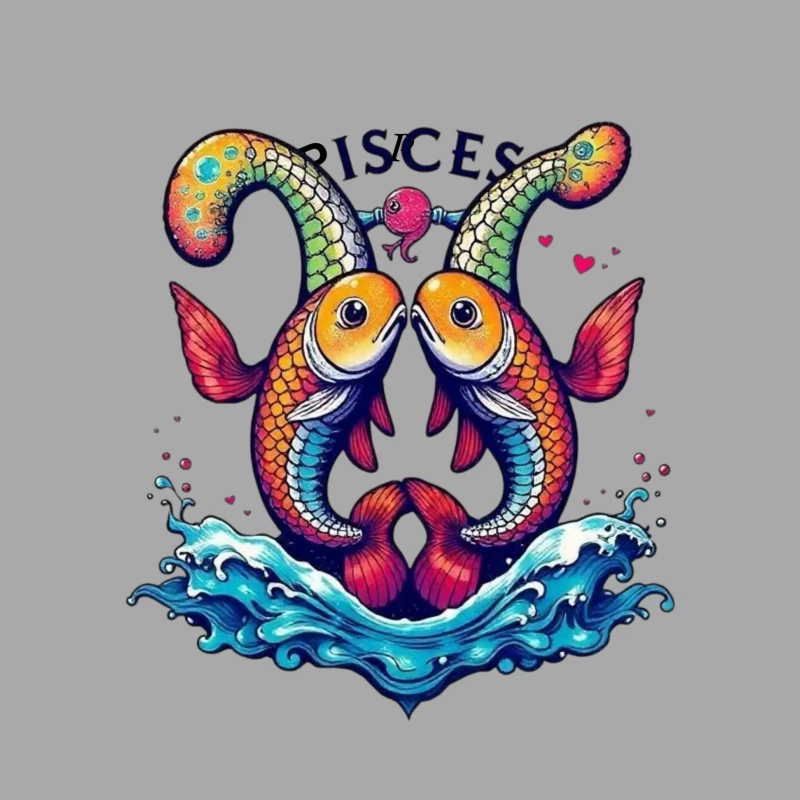 Colorful Pisces Astrology Illustration Male Pullover Hoodie