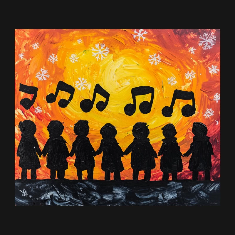 Musical Silhouettes Against Winter Sunset Mouse Pad
