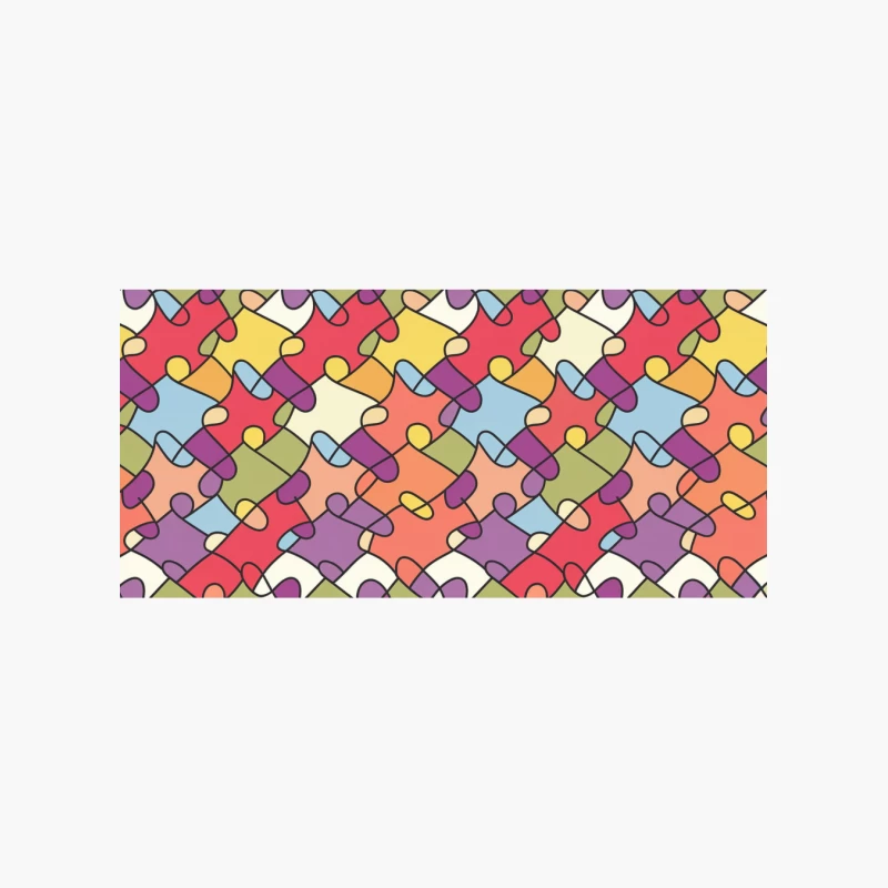 Colorful Jigsaw Puzzle Pattern: Abstract Geometric Design Cotton Tote Bag