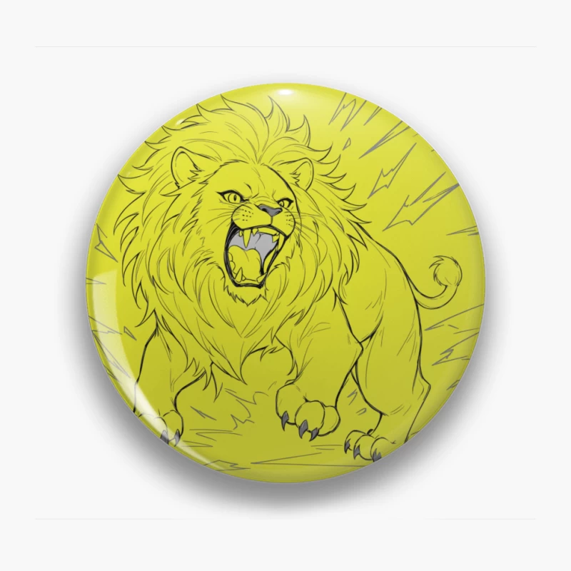 Fierce Roaring Lion Illustration Pin