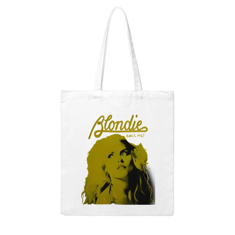 Vintage Blondie "Call Me" Album Cover in Yellow Monochrome Cotton Tote Bag