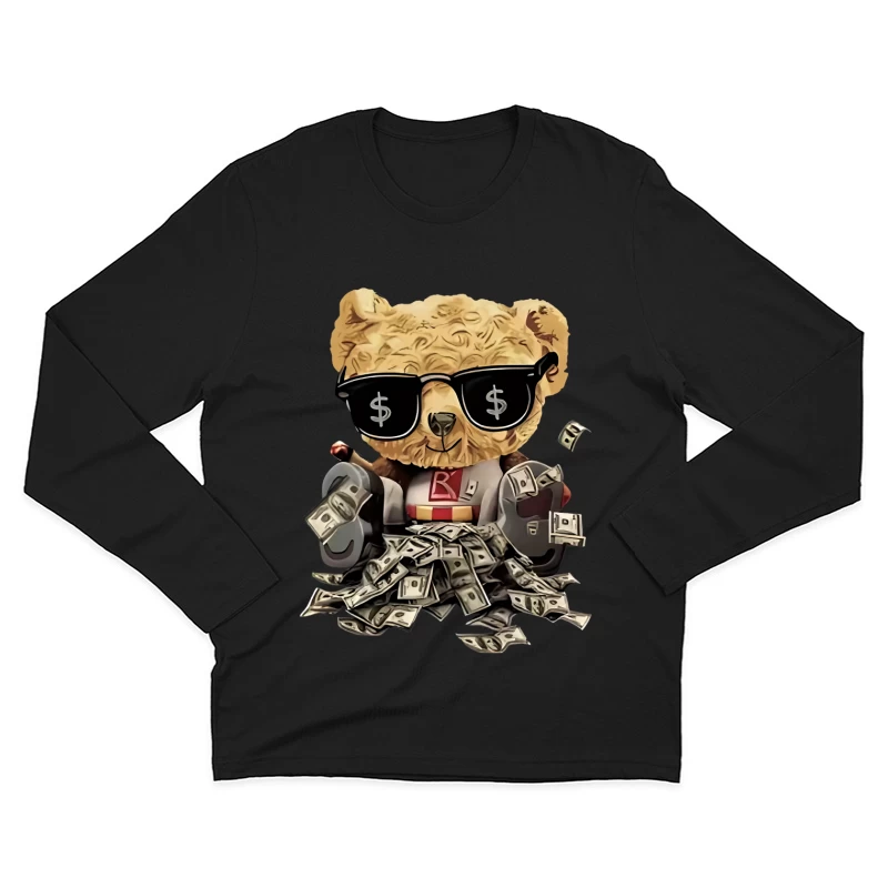 Cooler Teddybär mit Sonnenbrille und Geld Herren Langarm T-Shirt