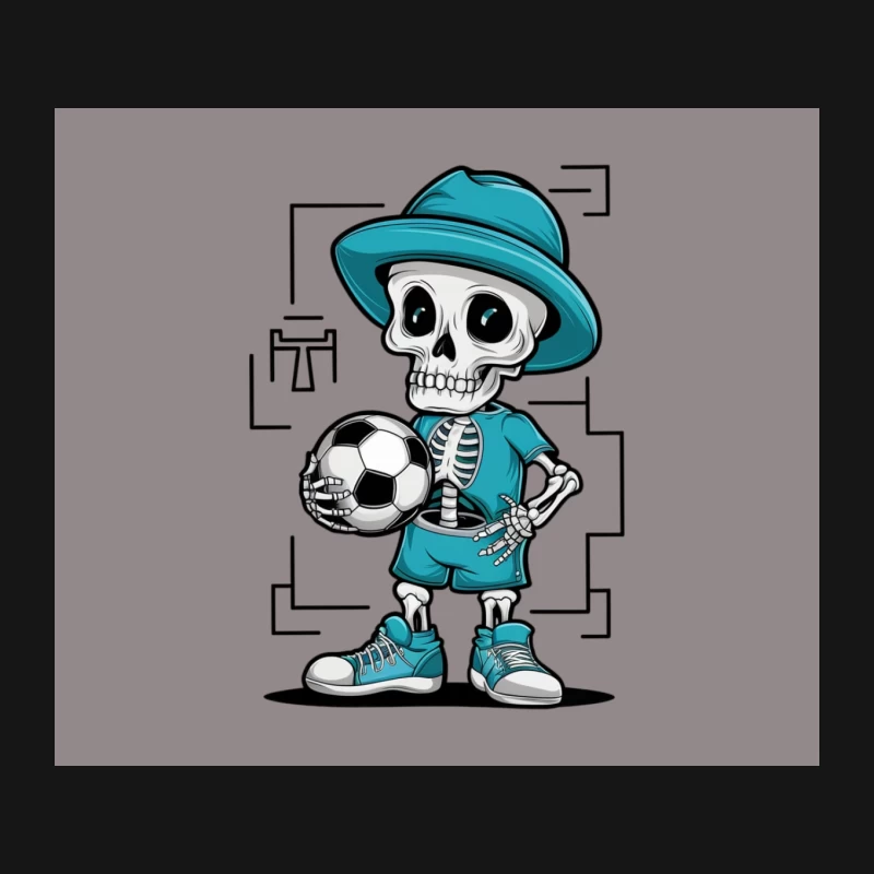 Cartoon Skeleton Soccer Player in Turquoise Mouse Pad