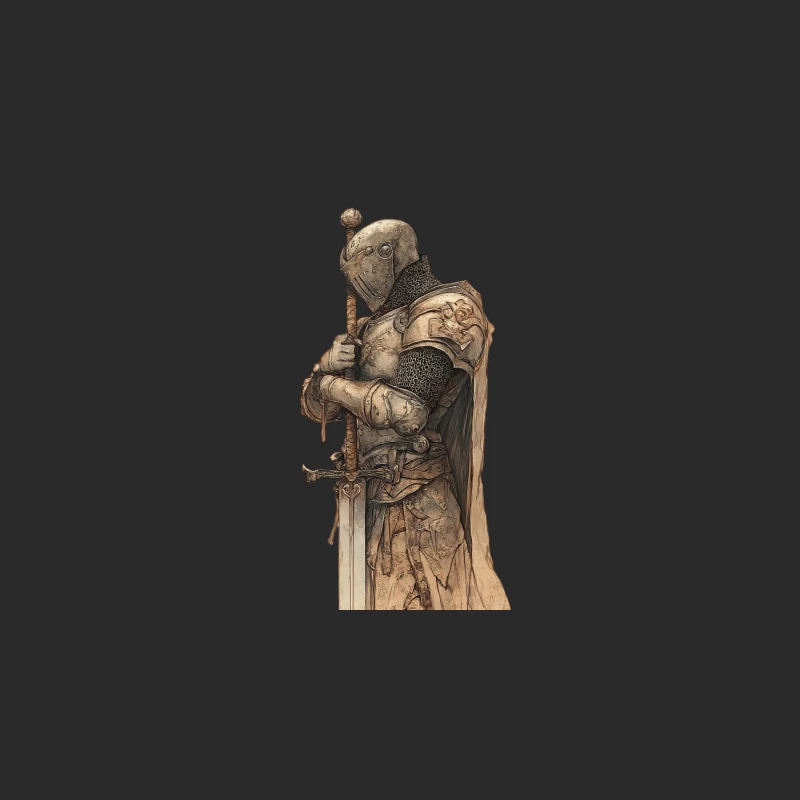 Medieval Knight Sculpture: Armored Warrior with Sword and Helm Baseball Cap