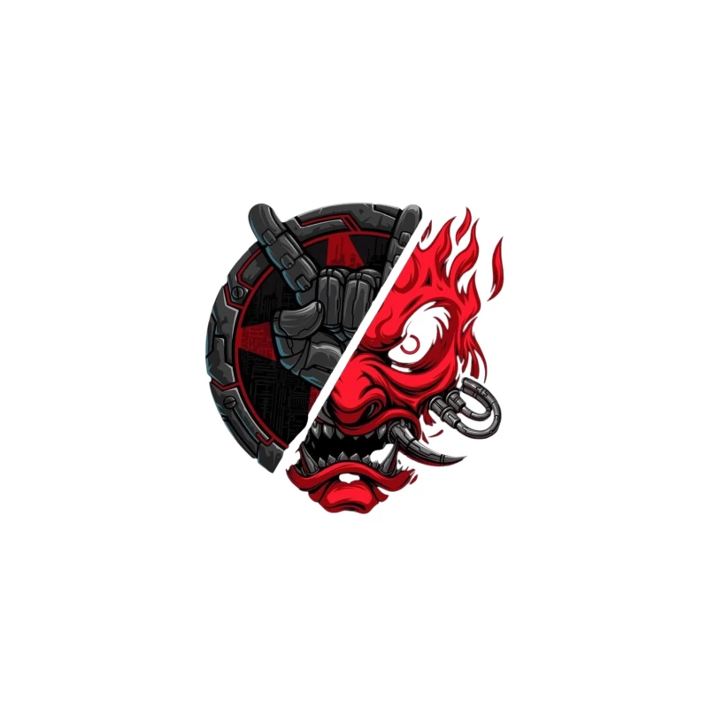 Metal Skull Artwork with Flames Desk Mat