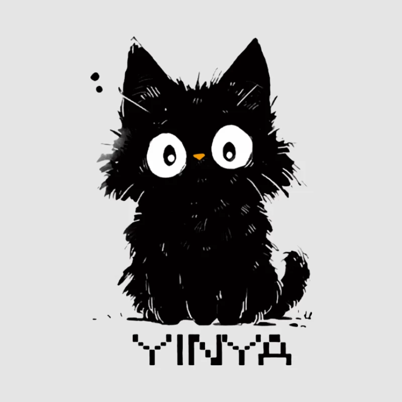 Schwarze flauschige Katze Illustration Damen Pullover Hoodie