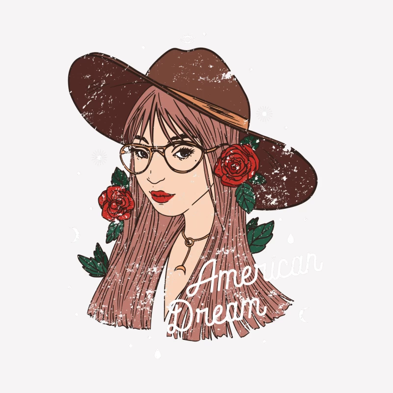Jeune Femme avec Chapeau et Roses Femme T-Shirt
