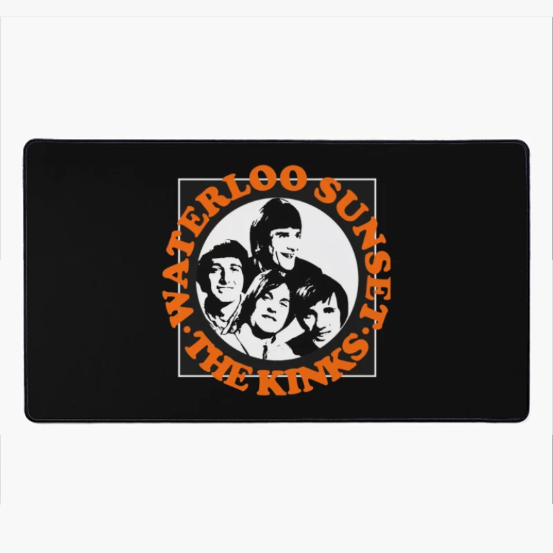 Vintage The Kinks Band Album Cover with Orange Text Desk Mat