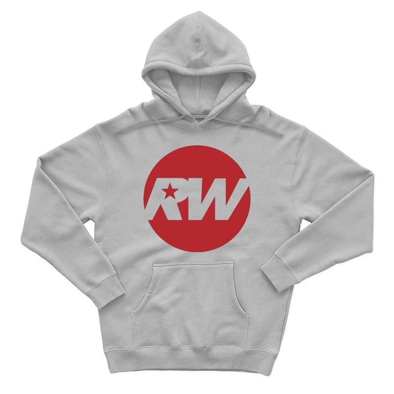 Red and White RW Star Logo Design Male Pullover Hoodie