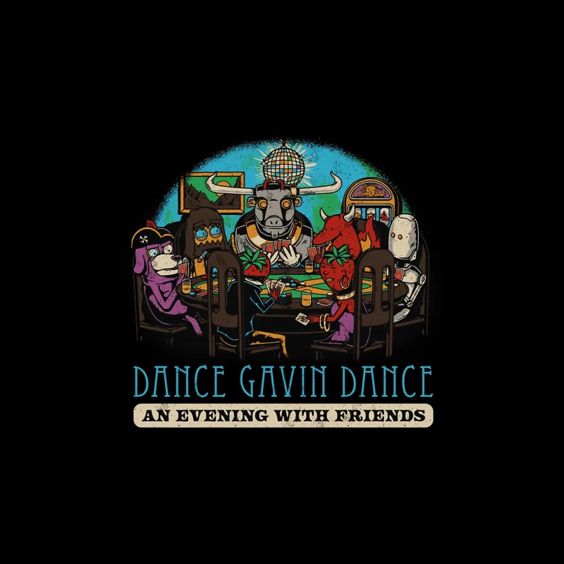 Dance Gavin Dance: Cartoon Characters Playing Poker Under Disco Ball Tapestry