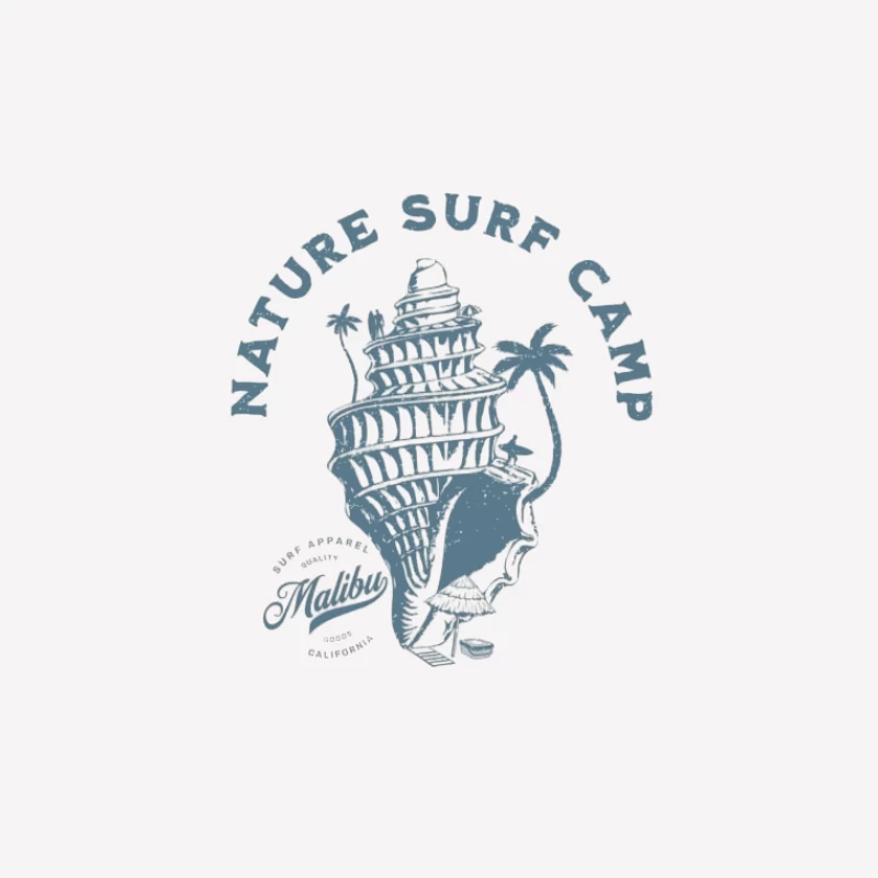 Natur Surf Camp Muschel Design Herren T-Shirt