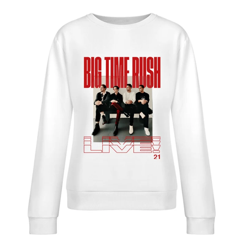 Big Time Rush Band Promotional Photo with Red Typography Design Female Pullover Sweatshirt