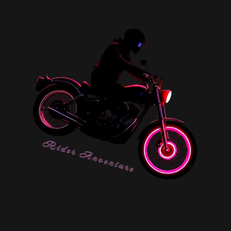 Neon-Glowing Vintage Motorcycle Rider Silhouette Mouse Pad