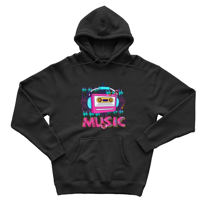 Retro Musikkassette mit Kopfhörern Herren Pullover Hoodie