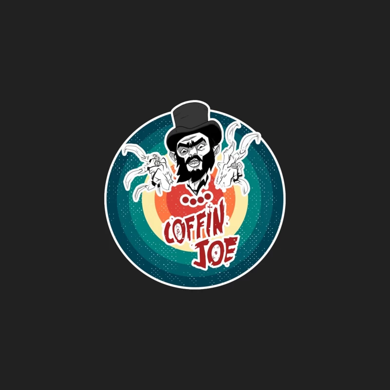 Coffin Joe: Retro Horror Logo with Bearded Character and Ghosts Bucket Hat