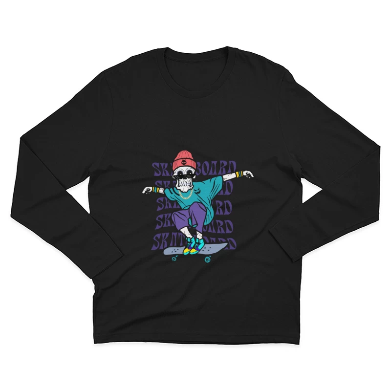 Skelett-Skater in bunten Streetwear Herren Langarm T-Shirt