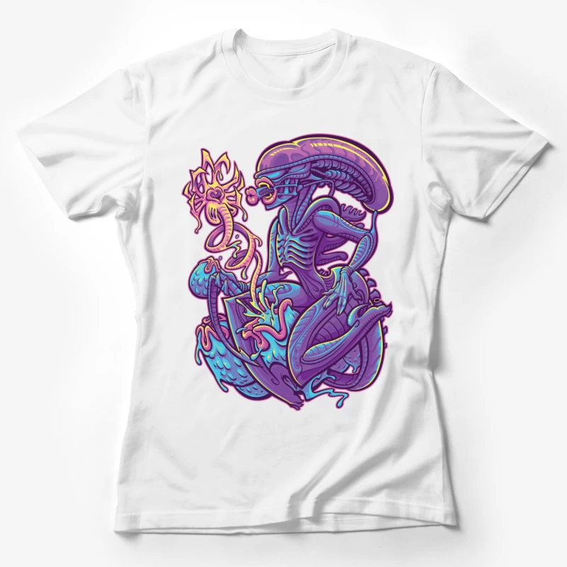 Colorful Surreal Alien Creature in Digital Art Female T-Shirt