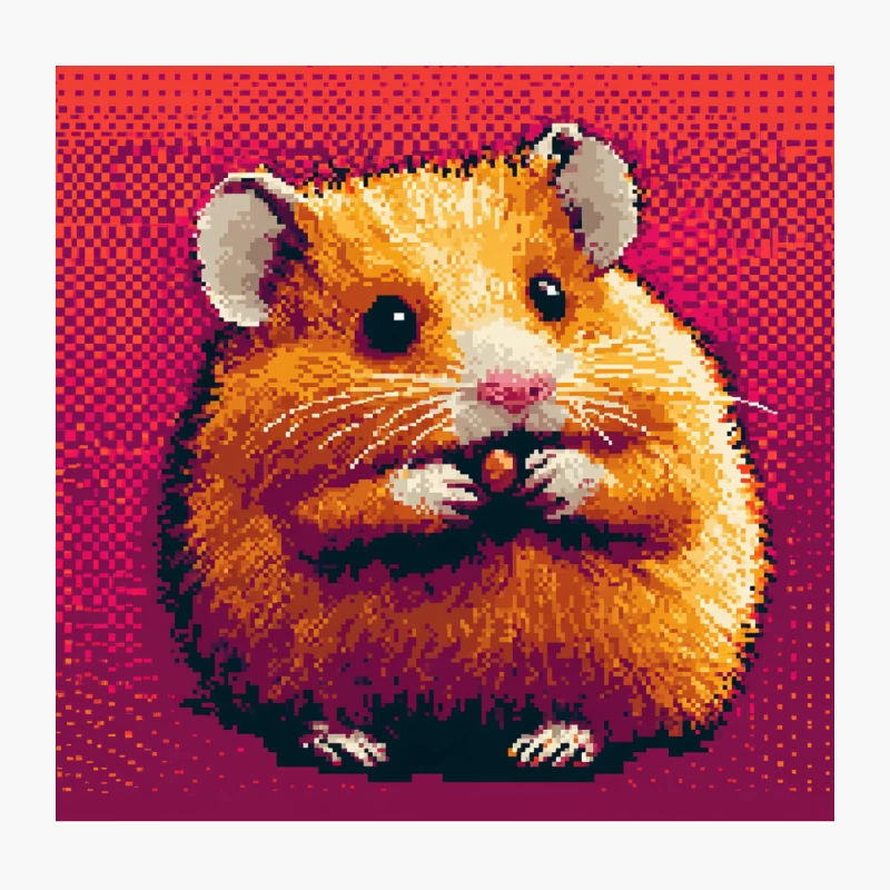 Adorable Pixel Art Hamster on Pink Background Throw Pillow