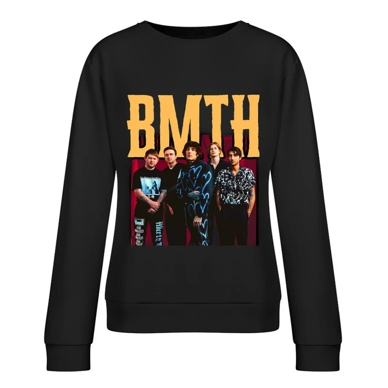 Bring Me The Horizon Band Promotional Photo With Yellow Text Female Pullover Sweatshirt