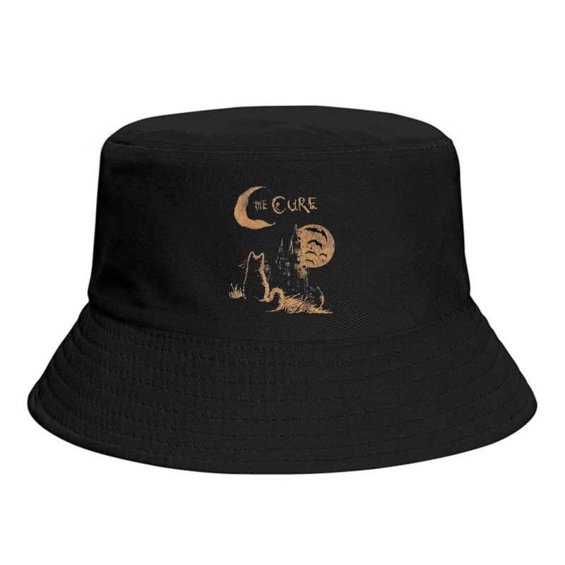 The Cure Gothic Band Logo with Moonlit Ghost Bucket Hat