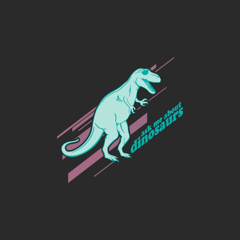 Retro Teal T-Rex with "Ask Me About Dinosaurs" Text Baseball Cap