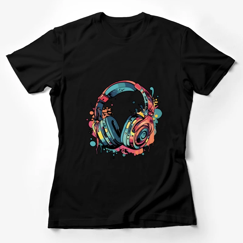Casque coloré sur fond noir Femme T-Shirt