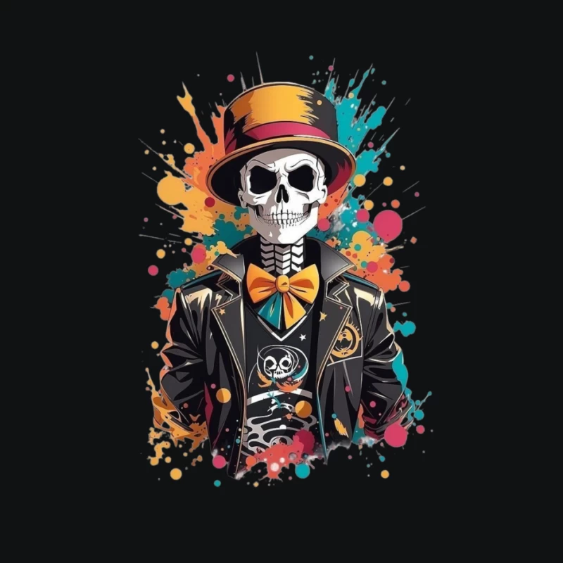 Colorful Skeleton in a Top Hat Pin