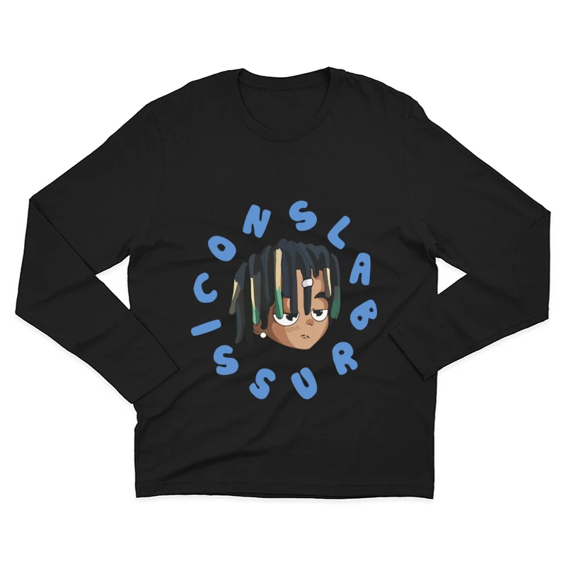Karikaturgesicht mit Buchstaben Herren Langarm T-Shirt