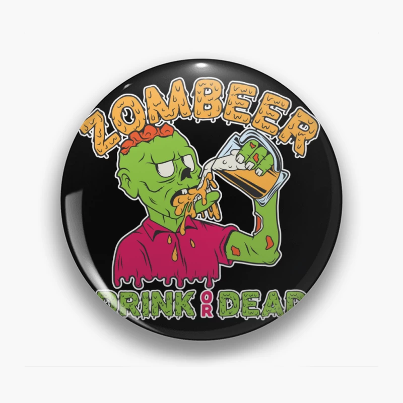 Zombie Beer Illustration Pin