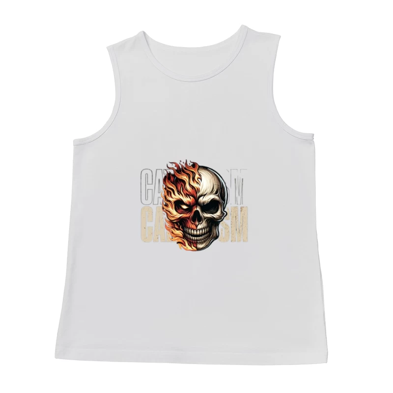 Burning Skull Gothic Flame Design Male Tank Top