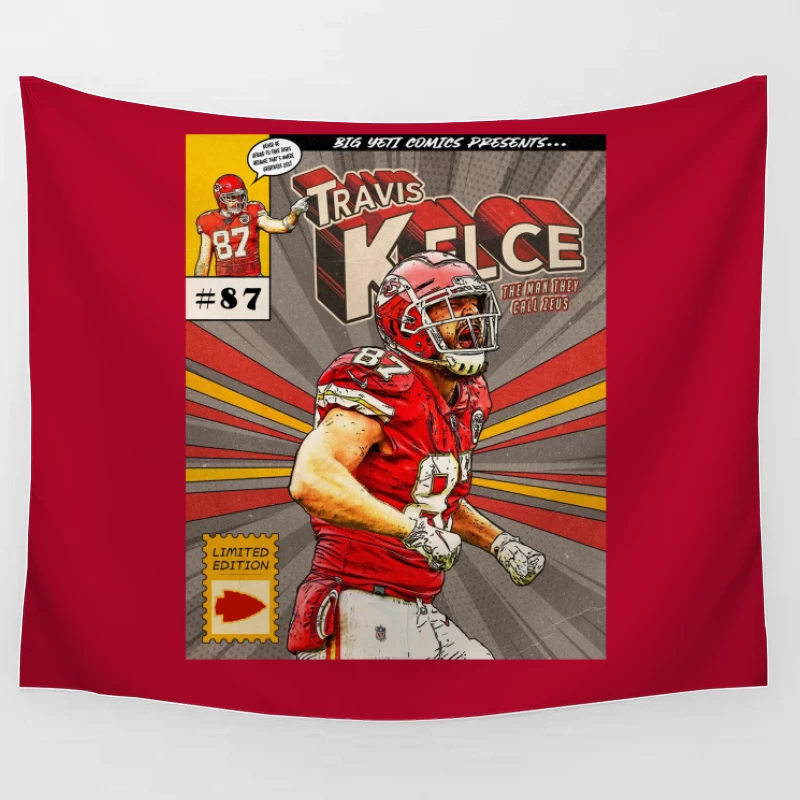 Football - Kansas City Chiefs - Comic Book Mockup - TRAVIS KELCE Tapestry