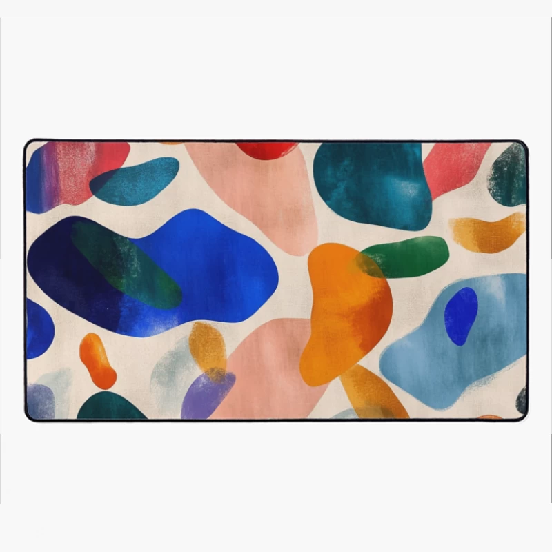 Vibrant Abstract Composition of Colorful Organic Shapes Desk Mat