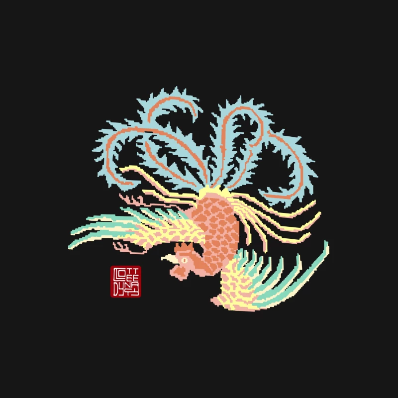Traditioneller Phönix mit Siegel Herren T-Shirt