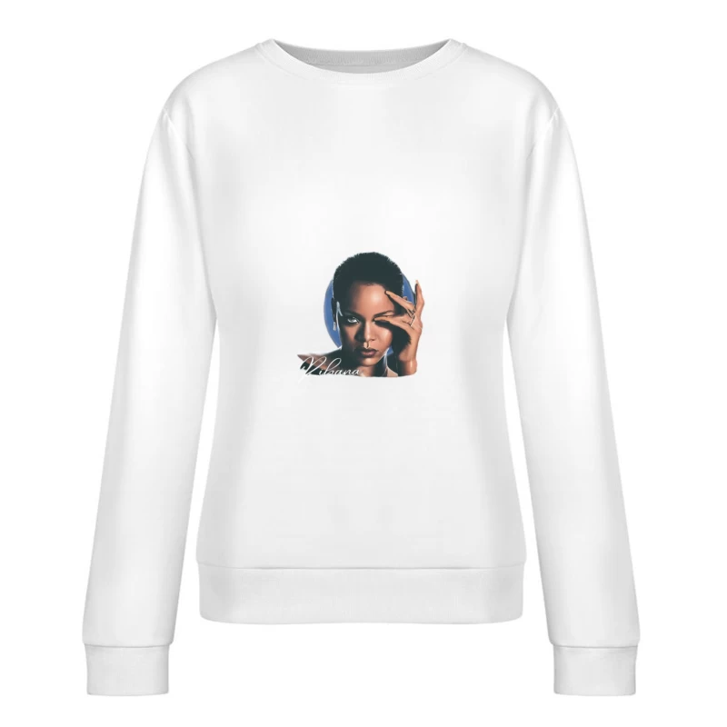 Portrait illustré avec nom Rihanna Femme Sweat-shirt à enfiler
